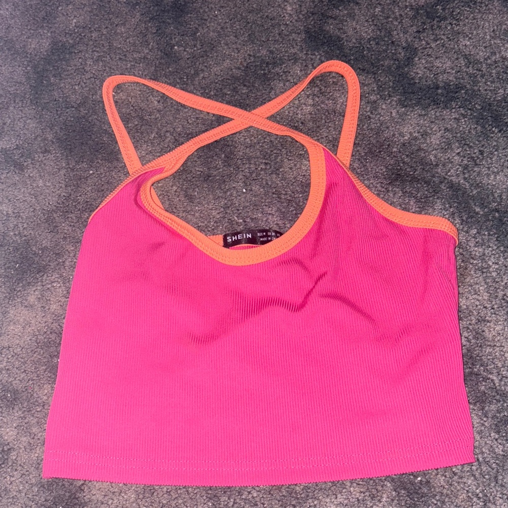 SHEIN Pink and Orange Strappy Top